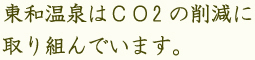 東和温泉はCO2の削減に取り組んでいます。